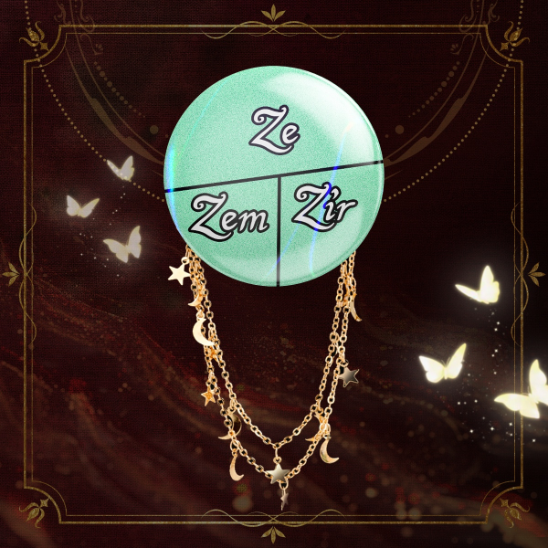 Ze/Zem/Zir Badge With Chains