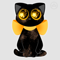 Black Kitty PET Vinyl Die Cut Sticker