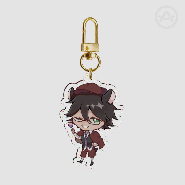 Ranpo (hamster) - glitter keychain