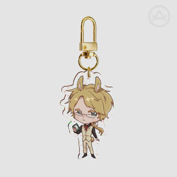 Kunikida (bunny) - glitter keychain
