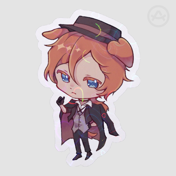 Chuuya (dog) - holo heart sticker