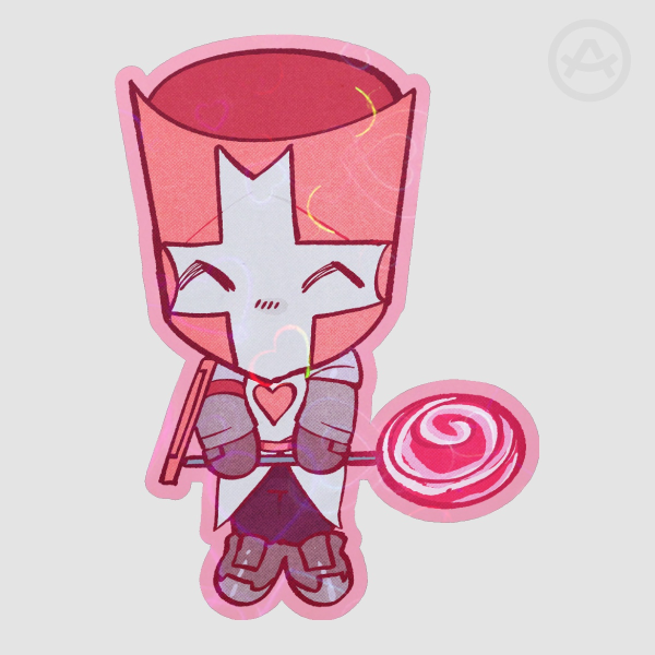 Pink Knight Colored Edge Die Cut Sticker