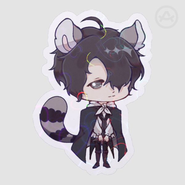 Poe (racoon) - holo heart sticker