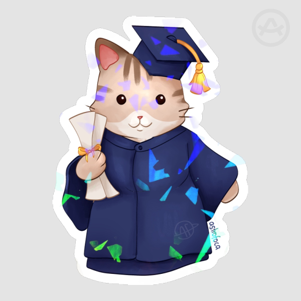 Graduation Cat Die Cut Stickers
