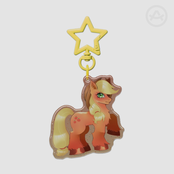 Epoxy Glitter Acrylic Keychains apple jack