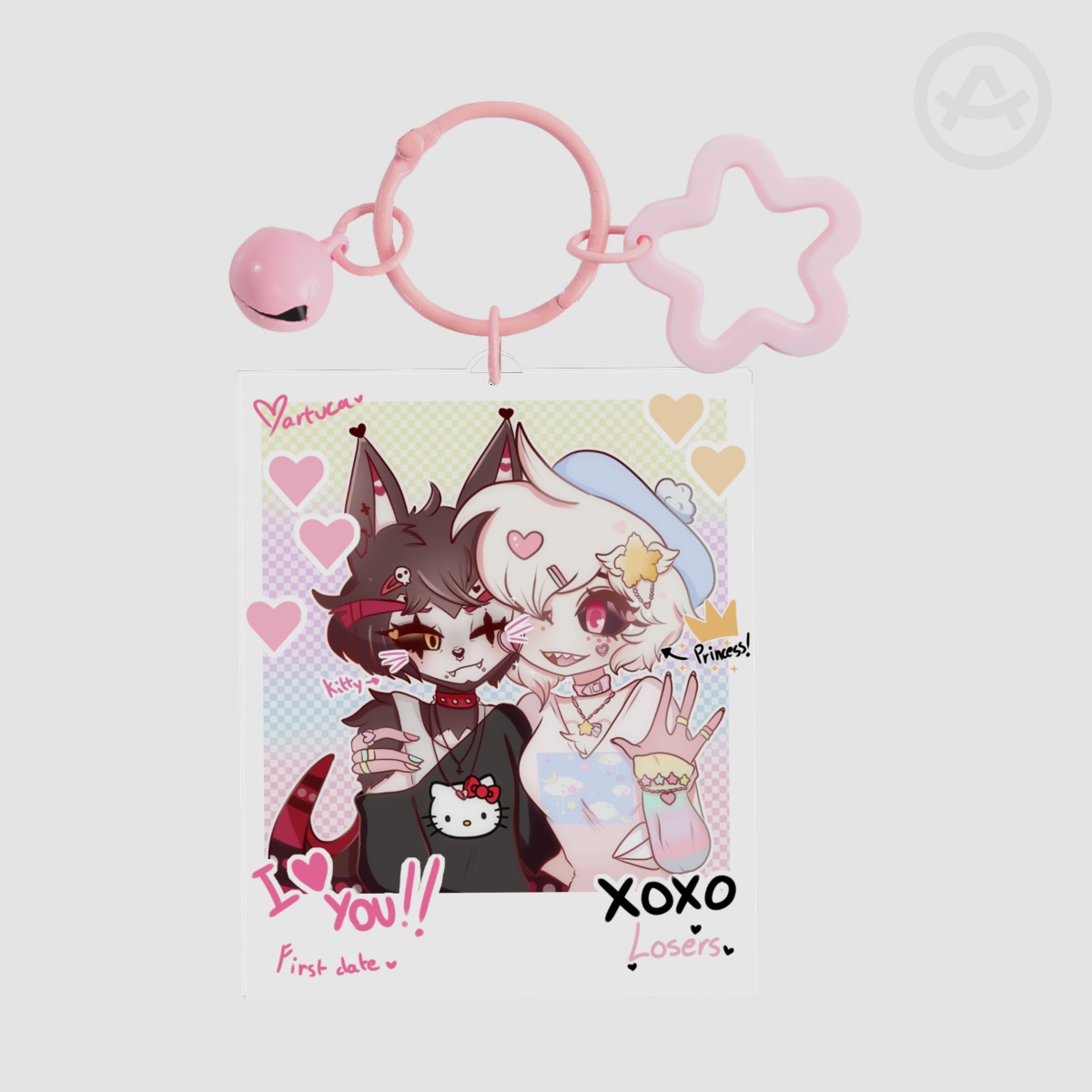 Huskerdust first date polaroid keychain