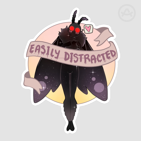 Mothman Easily Distracted Sticker