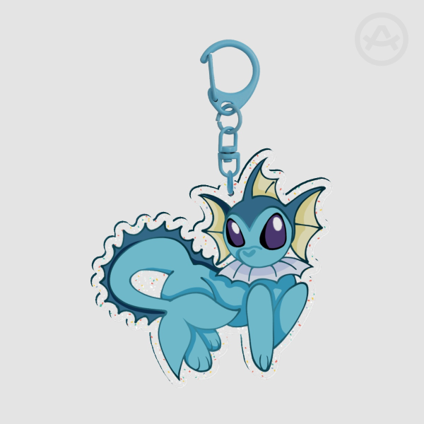 Vaporeon Eeveelution Glittery Keychain!