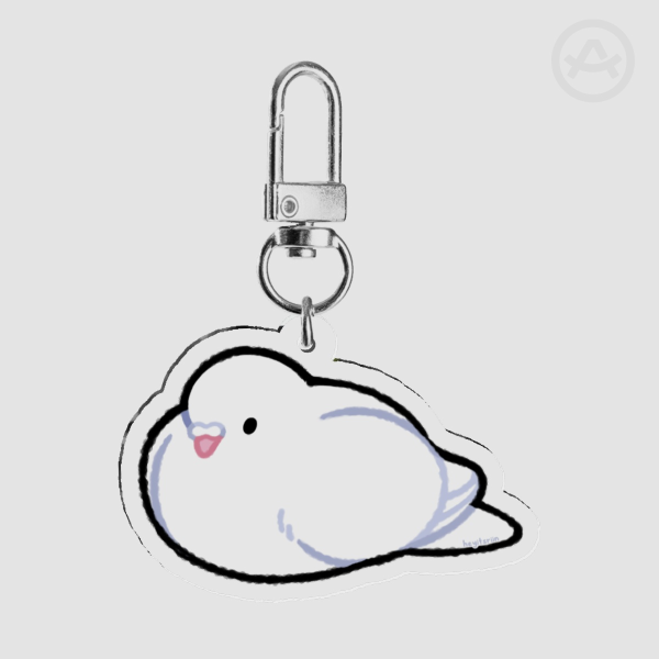 White Pigeon Acrylic Charm | Common Name: Domestic Pigeon | Phenotype: White |  | Species: Columba livia