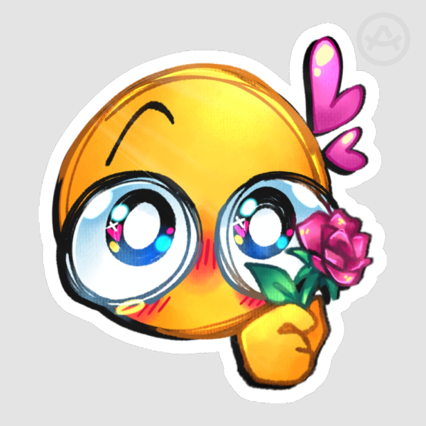 Cute Emoji Handing Rose Sticker