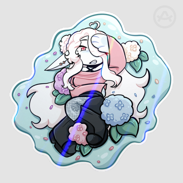 Hydrangea Zinnia - Hydroponic Hydrangea - Holo Die Cut Sticker