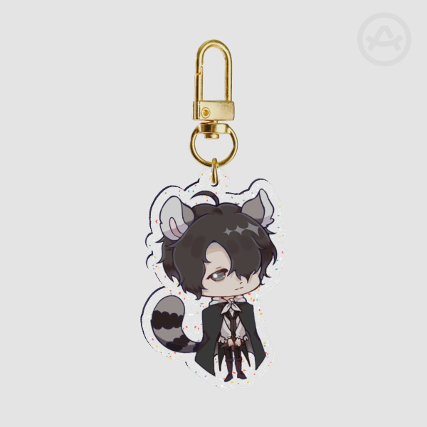 Poe (racoon) - glitter keychain