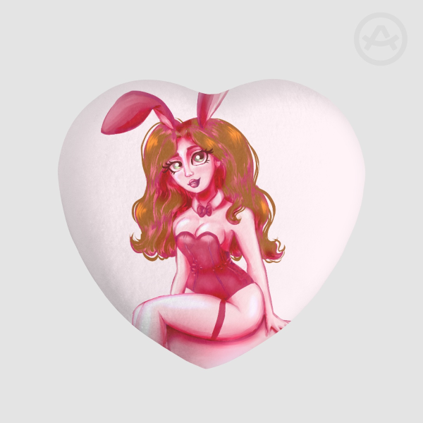 OC Bunny Suit Heart Shape Plush Badge