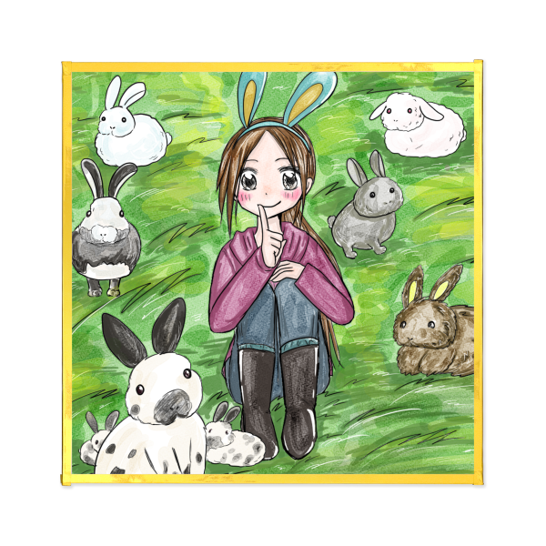 Bunny Art Boards with Gold-edged - 5.5" x5.5"(140x140mm)