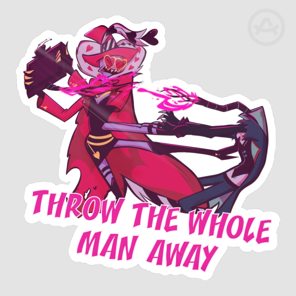 Hazbin Hotel Vox Valentino Throw The Whole Man Away VoxVal Die Cut Sticker
