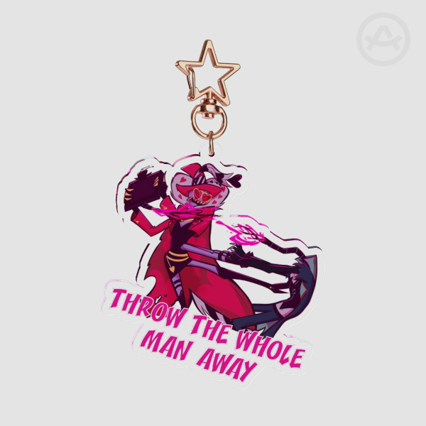 Hazbin Hotel Vox Valentino Throw The Whole Man Away VoxVal Clear Acrylic Keychains