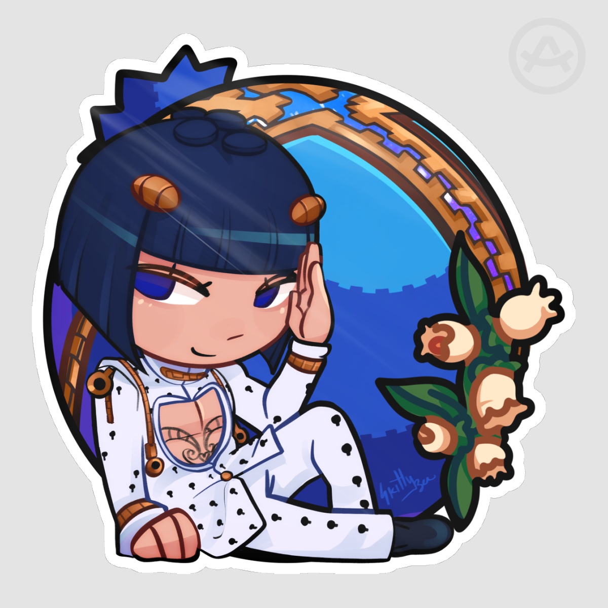 Bruno Bucciarati Blueberry JJBA Die Cut Stickers (102mm x 101mm)