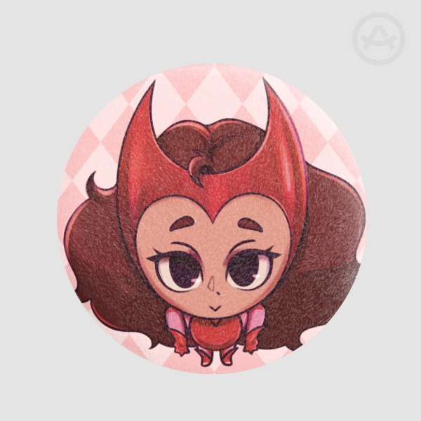 Chibi Scarlet Witch plush badge
