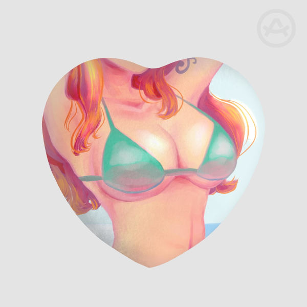 Nami (One Piece) boobs lover Heart Shape Plush Badge