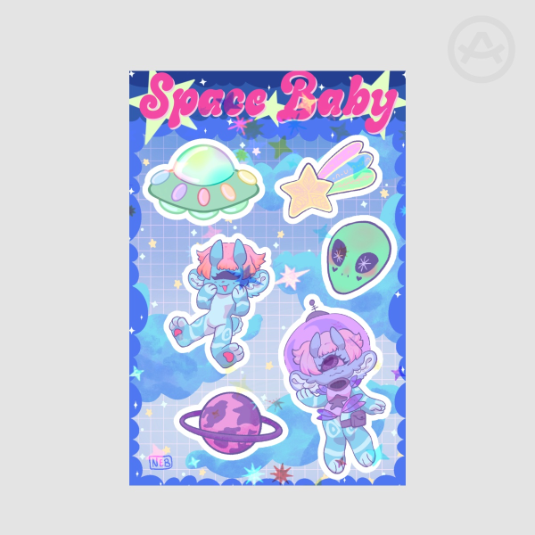 Space Baby-Glitter Stickersheet