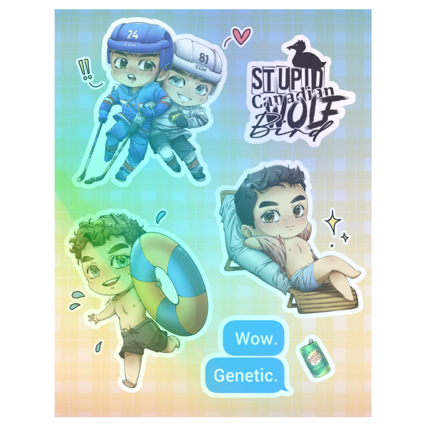 "Heated Rivalry" Hollanov Large Sticker Sheet, Rainbow Holo coated, 6 stickers of varying sizes, total sheet size: 5.51x7.09"(14x18cm)