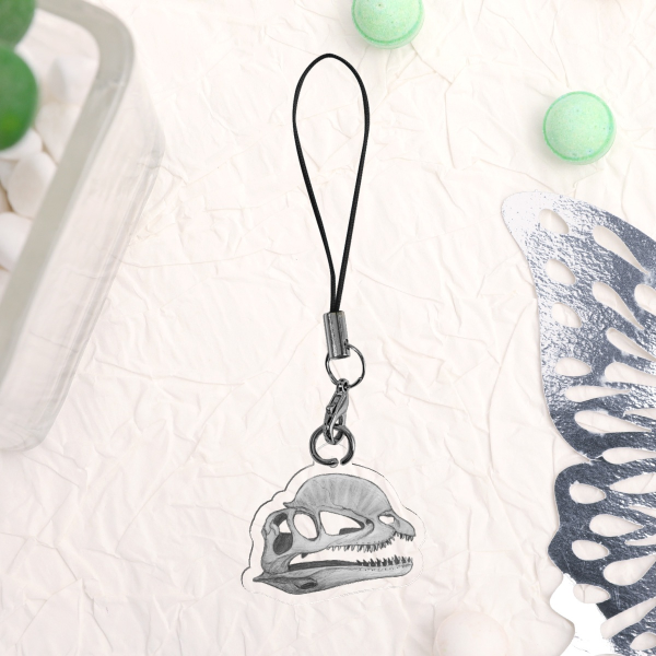 Dilophosaurus skull phone charm