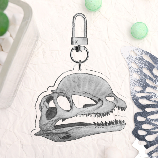 Dilophosaurus Skull Keychain
