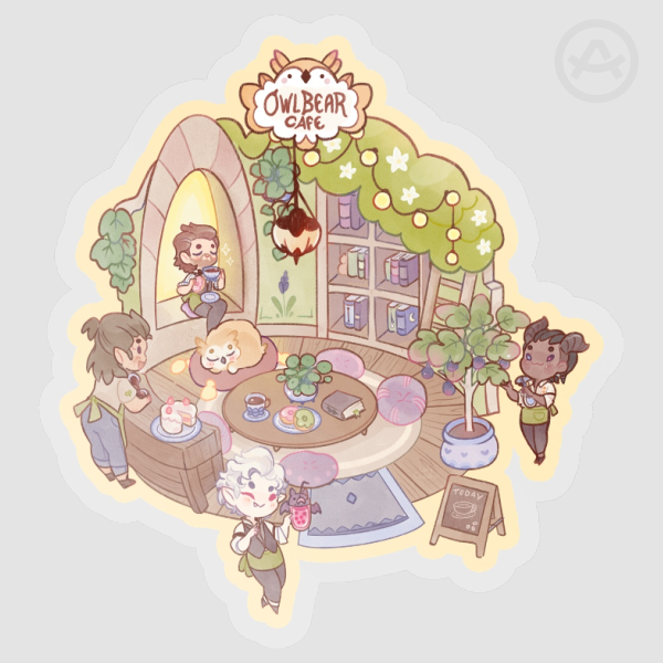 Owlbear cafe - Clear Sticker matte