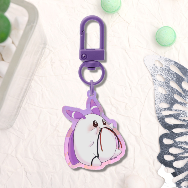 Momo eating cables Broken Glass Acrylic Keychains