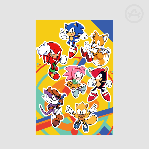 Classic Sonic Stickers Sheet