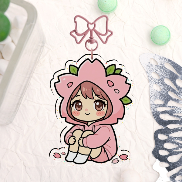 Sakura chibi Glitter Acrylic Keychains