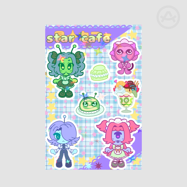 Starry Cafe Chibi Crew- Sticker Sheet