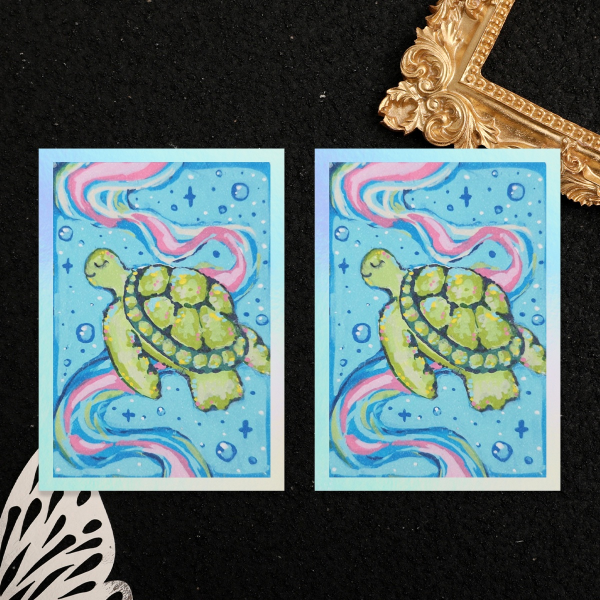ACEO Holographic Print Card - Sleepy Turtle