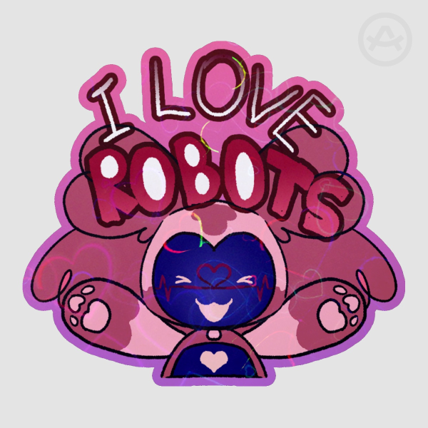 I Love Robots Sticker