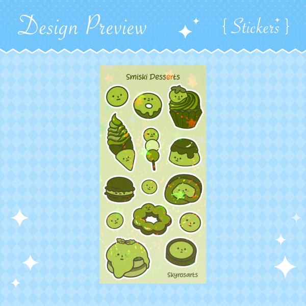 Smiski dessert holo sand stickersheet