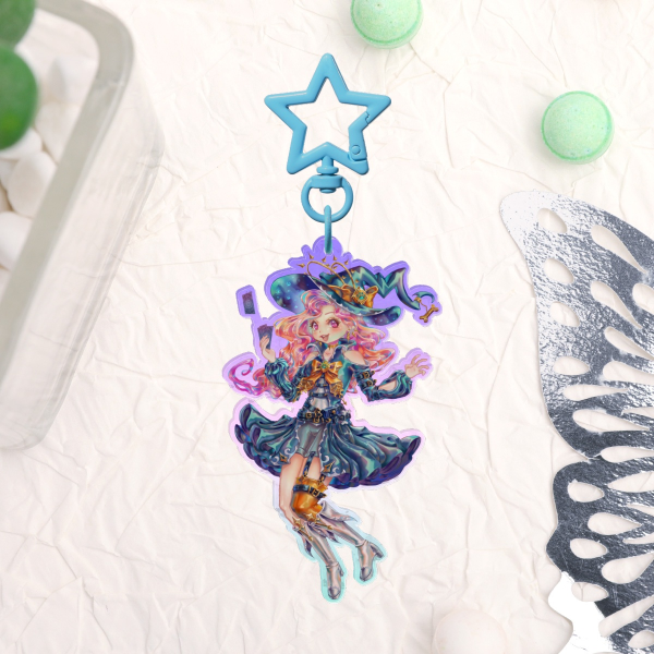 Witch Magical Puppy Summoneer Colored Edge Acrylic Keychain