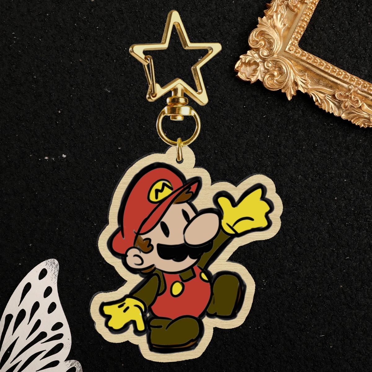 Paper Mario Wood Keychain