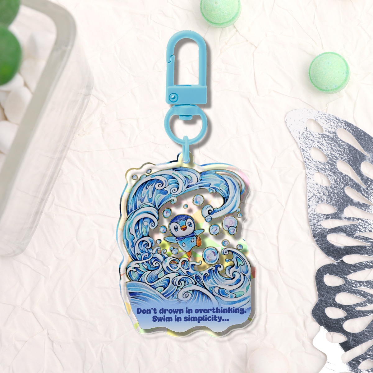 Piplup Pokemon Broken Glass Holographic Keychain