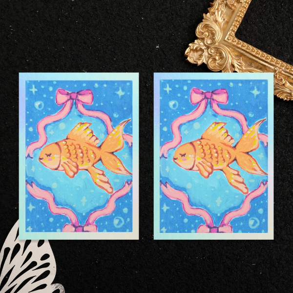 ACEO Holographic Print Card - Sleepy fish