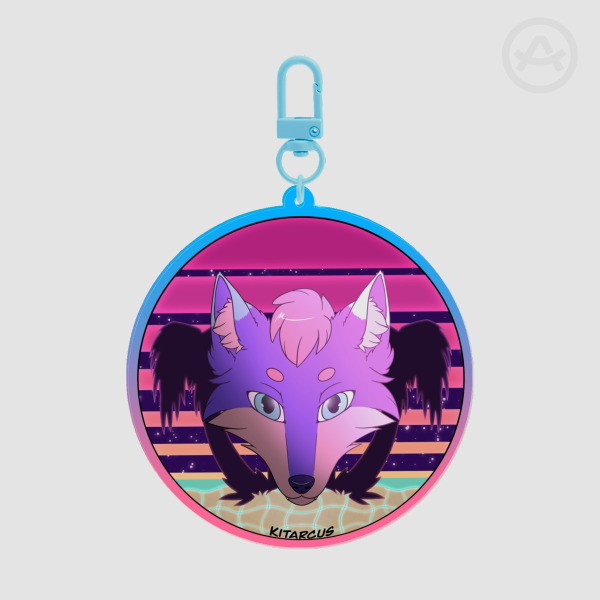 Synthwave Fox Keychain