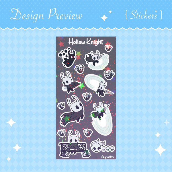Hollow knight holo sand stickersheet