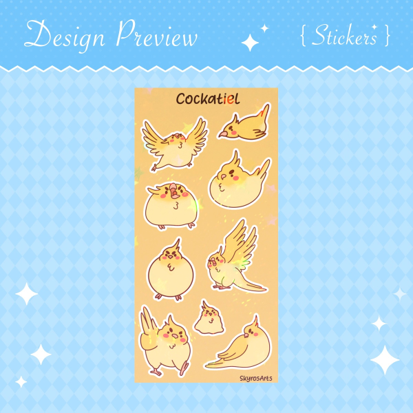 Cockatiel holo sand stickersheet