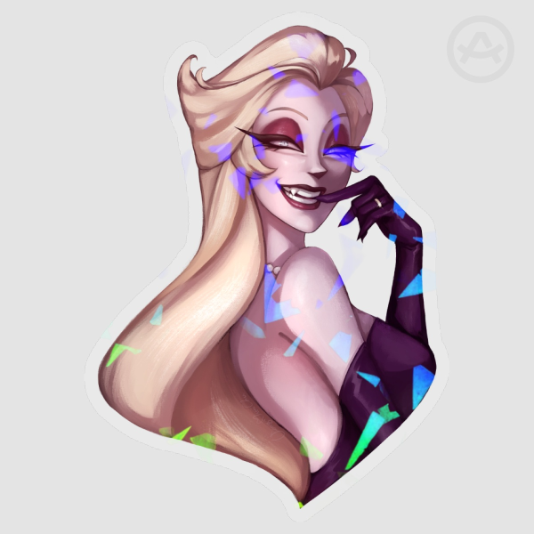 Finger bite clear holo sticker