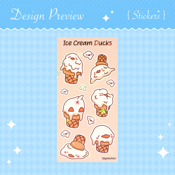 Ice cream ducks holo sand stickersheet