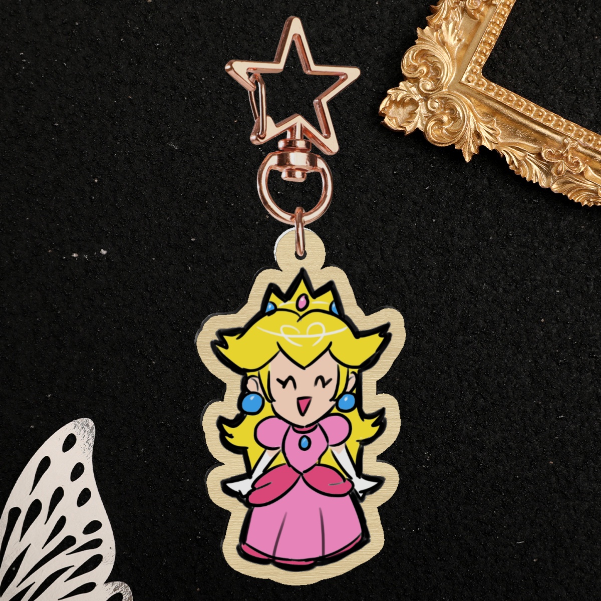 Paper Peach Wood Keychain