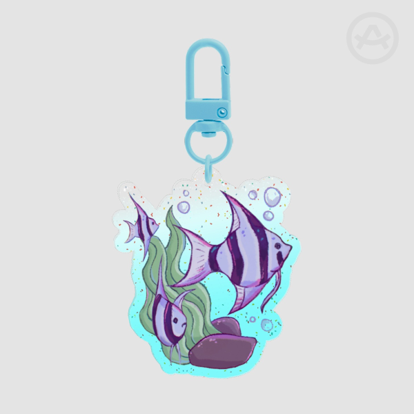 Aquatic Angelfish Glitter Keychain
