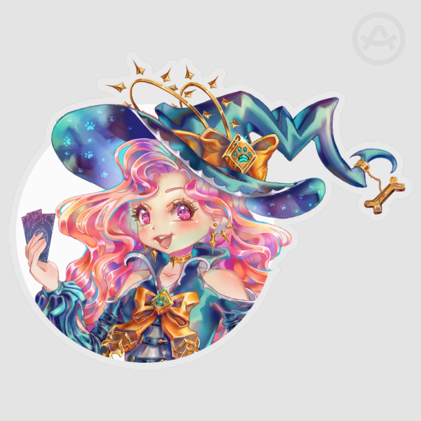 Witch Magical Puppy Summoneer Clear Transparent Sticker