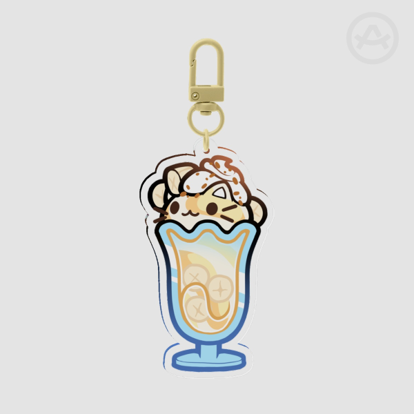 Banana Milkshake Cat Keychain