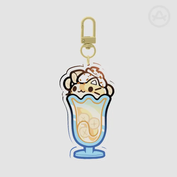 Banana Milkshake Cat Keychain