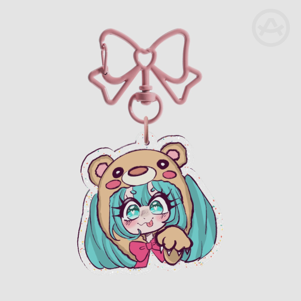 Hatsune Miku Bear Onsie Glitter Acrylic Keychain